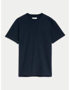 Marks & Spencer Tricou de bumbac cu buzunar aplicat pe piept - Bleumarin