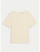 Marks & Spencer Tricou de bumbac cu decolteu rotund - Crem