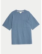 Marks & Spencer Tricou de pijama cu model in dungi - Albastru prafuit