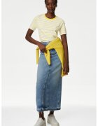 Marks & Spencer Tricou regular fit din bumbac - Alb/Galben pal
