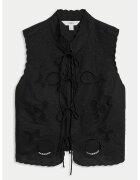 Marks & Spencer Vesta slim fit cu dantela Sangallo - din in si bumbac - Negru