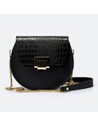 Massimo Castelli Geanta crossbody de piele cu aspect de piele de crocodil - Negru