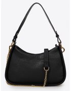 Massimo Castelli Geanta crossbody de piele cu bareta lant - Negru