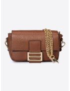 Massimo Castelli Geanta crossbody din piele cu bareta din lant - Maro