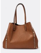 Massimo Castelli Geanta shopper din piele cu aplicatii cu nituri - Caramel