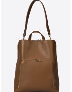 Massimo Castelli Rucsac din piele cu buzunar exterior - Caramel