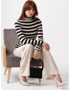 Max&Co Bluza cambrata cu guler inalt - Alb fildes/Negru