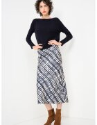 Max&Co Fusta de matase cu model abstract Elio - Alb fildes/Albastru inchis