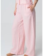 Max&Co Pantaloni de in cu croiala ampla si talie elastica - Roz deschis