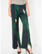 Max&Co Pantaloni evazati cu slituri la glezna Damara - Galben/Verde englez/Alb murdar