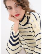 Max&Co Pulover din amestec de lana cu dungi - Alb murdar/Bleumarin