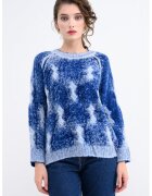 Max&Co Pulover din amestec de lana cu model tie-dye - Alb/Albastru