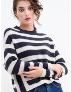 Max&Co Pulover lejer din casmir - cu dungi - Alb/Bleumarin