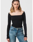 Max&Co Pulover slim fit cu decolteu patrat Tolone - Negru