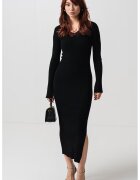 Max&Co Rochie cambrata striata si slit lateral - Negru