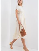 Max&Co Rochie evazata cu pliuri laterale - Alb murdar