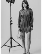 Max&Co Rochie mini cambrata cu dungi - Albastru inchis/Roz pal