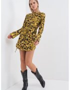 Max&Co Rochie mini de satin cu prindere cu cordon - Negru/Galben mustar