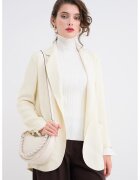 Max&Co Sacou lejer fara inchidere cu maneci cu insertii elastice - Alb fildes