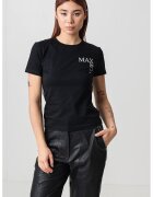 Max&Co Tricou cu decolteu rotund si imprimeu logo - Negru