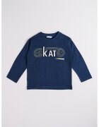 Mayoral Bluza de bumbac cu text - Verde/Bleumarin