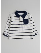 Mayoral Bluza polo din bumbac cu model in dungi - Alb/Bleumarin