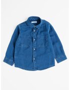 Mayoral Camasa din denim si amestec de lyocell si buzunare pe piept - Bleumarin