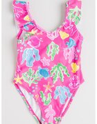 Mayoral Costum de baie intreg cu model - Fucsia/Verde deschis
