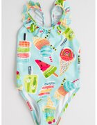 Mayoral Costum de baie intreg cu volane - Fucsia/Verde menta