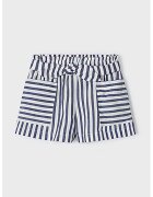Mayoral Pantaloni scurti in dungi cu o centura elastica - Alb/Bleumarin