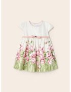 Mayoral Rochie babydoll cu model floral - Alb/Verde/Roz