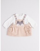 Mayoral Rochie cu design 2 in 1 si imprimeu grafic - Alb/Gri/Maro nisip