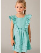 Mayoral Rochie cu maneci cu volane si broderie - Verde menta