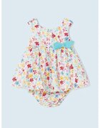 Mayoral Rochie cu model floral si funda - Alb/Turcoaz/Roz