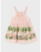 Mayoral Rochie din amestec de in cu imprimeu grafic - Verde/Roz pastel
