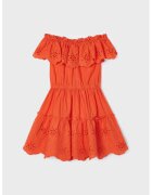 Mayoral Rochie evazata cu insertii de broderie anglaise - Portocaliu mandarina