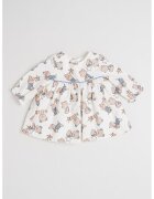 Mayoral Rochie evazata cu model - Alb fildes/Albastru prafuit/Maro deschis
