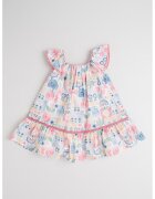 Mayoral Rochie evazata cu model floral - Alb/Roz deschis/Albastru deschis