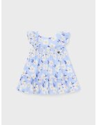 Mayoral Rochie evazata cu model floral - Albastru pastel