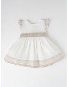 Mayoral Rochie evazata de in cu funda - Alb/Maro taupe