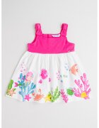 Mayoral Rochie evazata din amestec de bumbac cu imprimeu - Alb/Verde/Fucsia