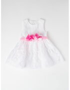 Mayoral Rochie fara maneci cu accesoriu floral - Alb/Roz