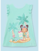 Mayoral Rochie fara maneci cu imprimeu grafic - Verde menta