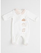 Mayoral Salopeta de pijama din plus cu broderie - Alb murdar