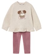 Mayoral Set bluza si colanti Fetite - Bej - Roz - bumbac/poliester - 2 ani