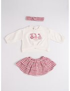 Mayoral Set de bandana in carouri - bluza si fusta - 3 piese - Visiniu/Alb fildes