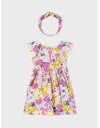 Mayoral Set de bentita si rochie cu imprimeu floral - Portocaliu pal/Roz
