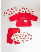 Mayoral Set de bluza cu imprimeu - fusta si pantaloni - 4 piese - Rosu/Verde/Crem