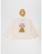 Mayoral Set de bluza cu imprimeu si elastic de par - Galben/Crem
