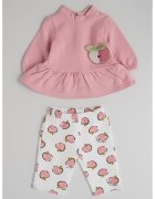 Mayoral Set de bluza cu terminatie cu volane si colanti - 2 piese - Alb/Roz pastel